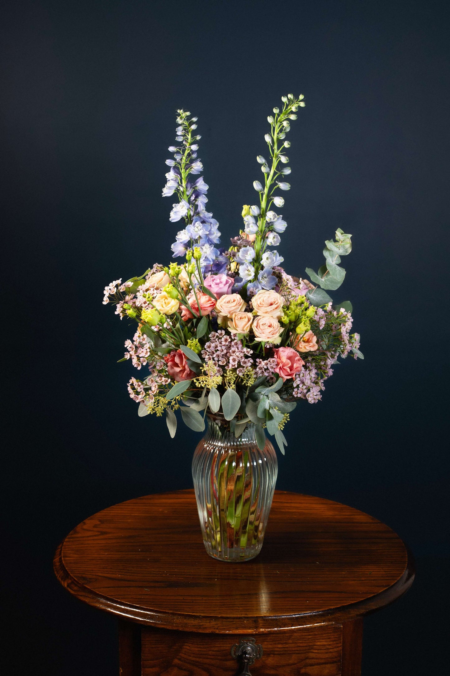 Pale pink lilac peach white pastel flowers bouquet roses floral arrangement